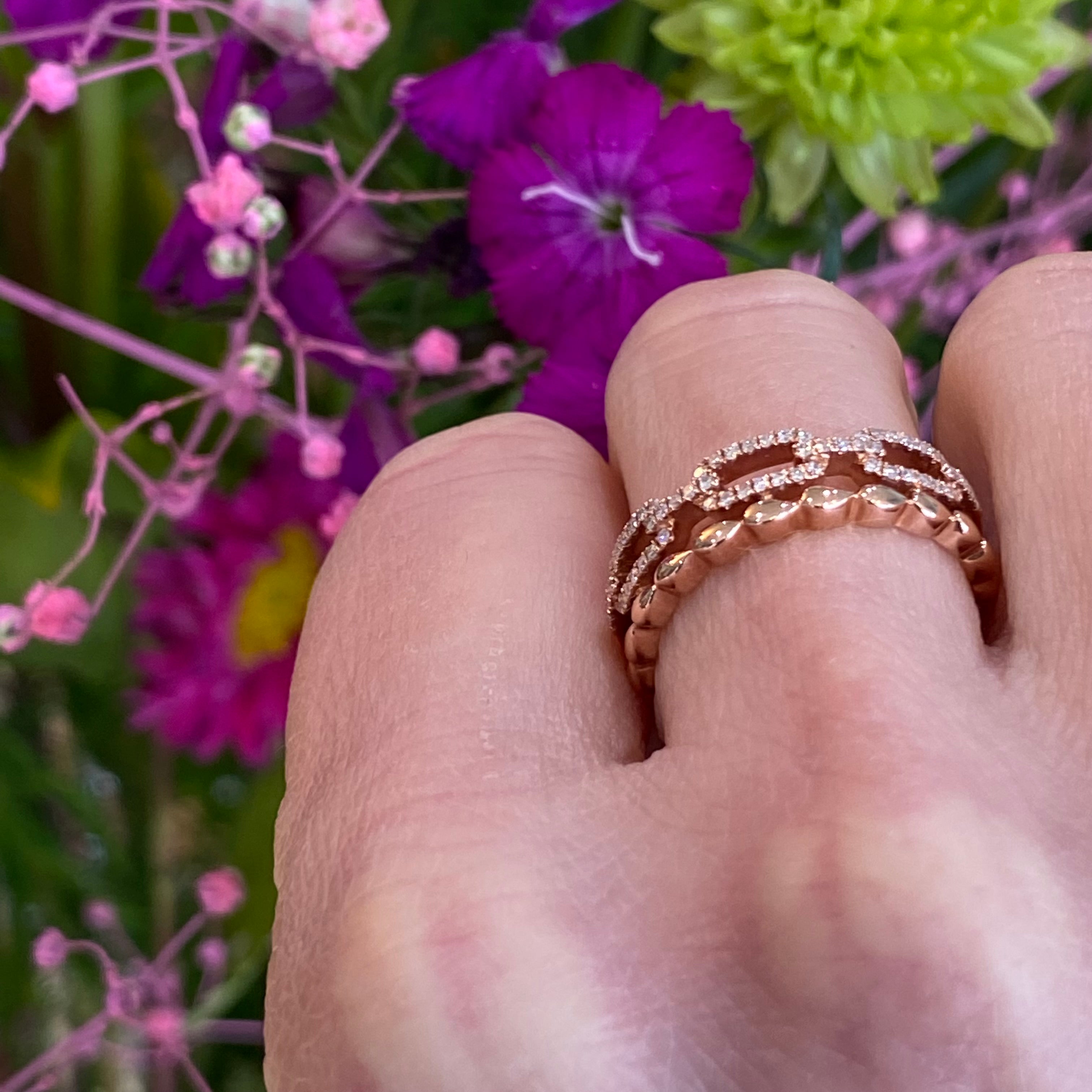 Rose Gold Diamond Stacked Ring