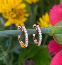 Load image into Gallery viewer, Rose Gold and Diamond Huggie Hoop Earrings