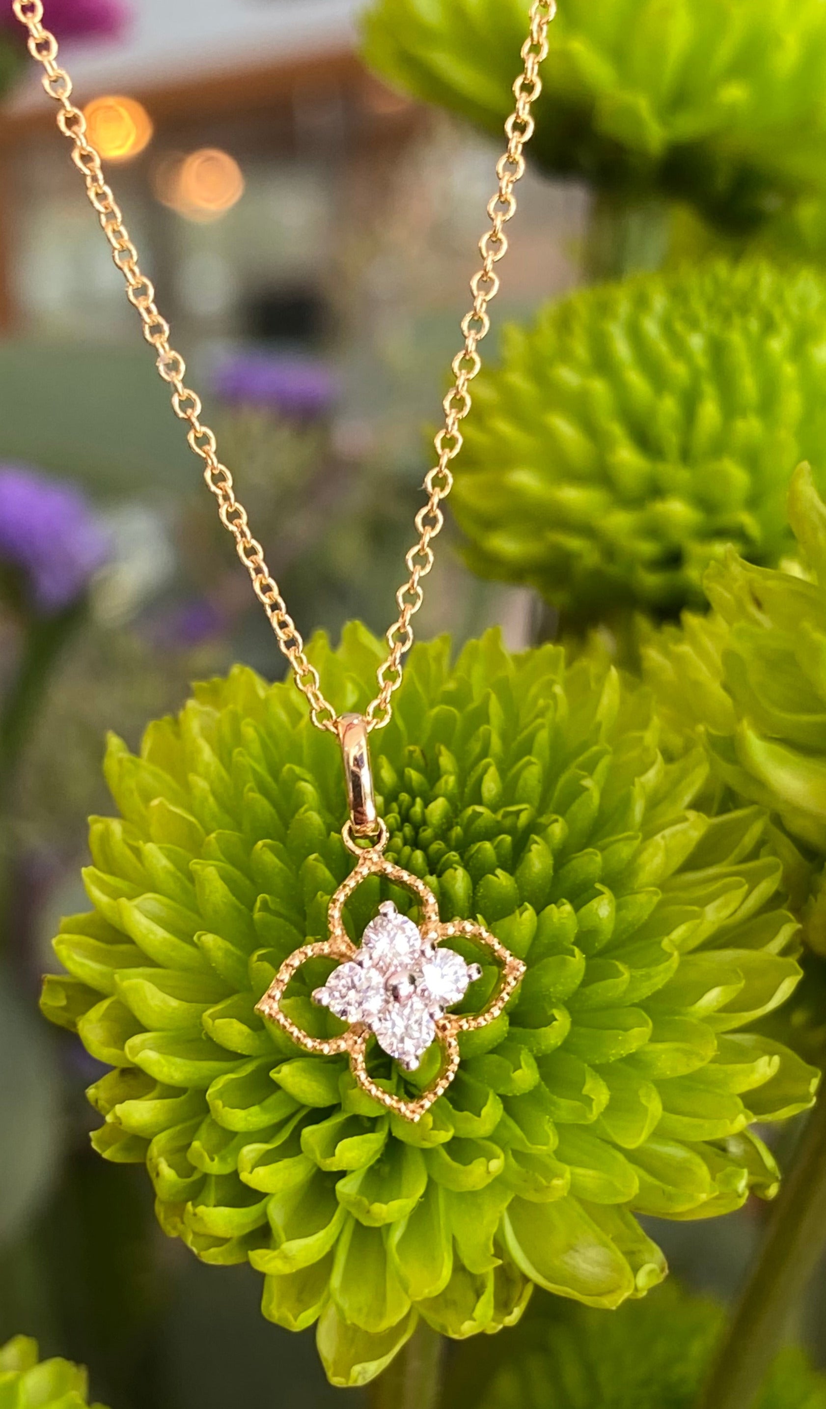 Beaded Bloom Diamond Flower Necklace