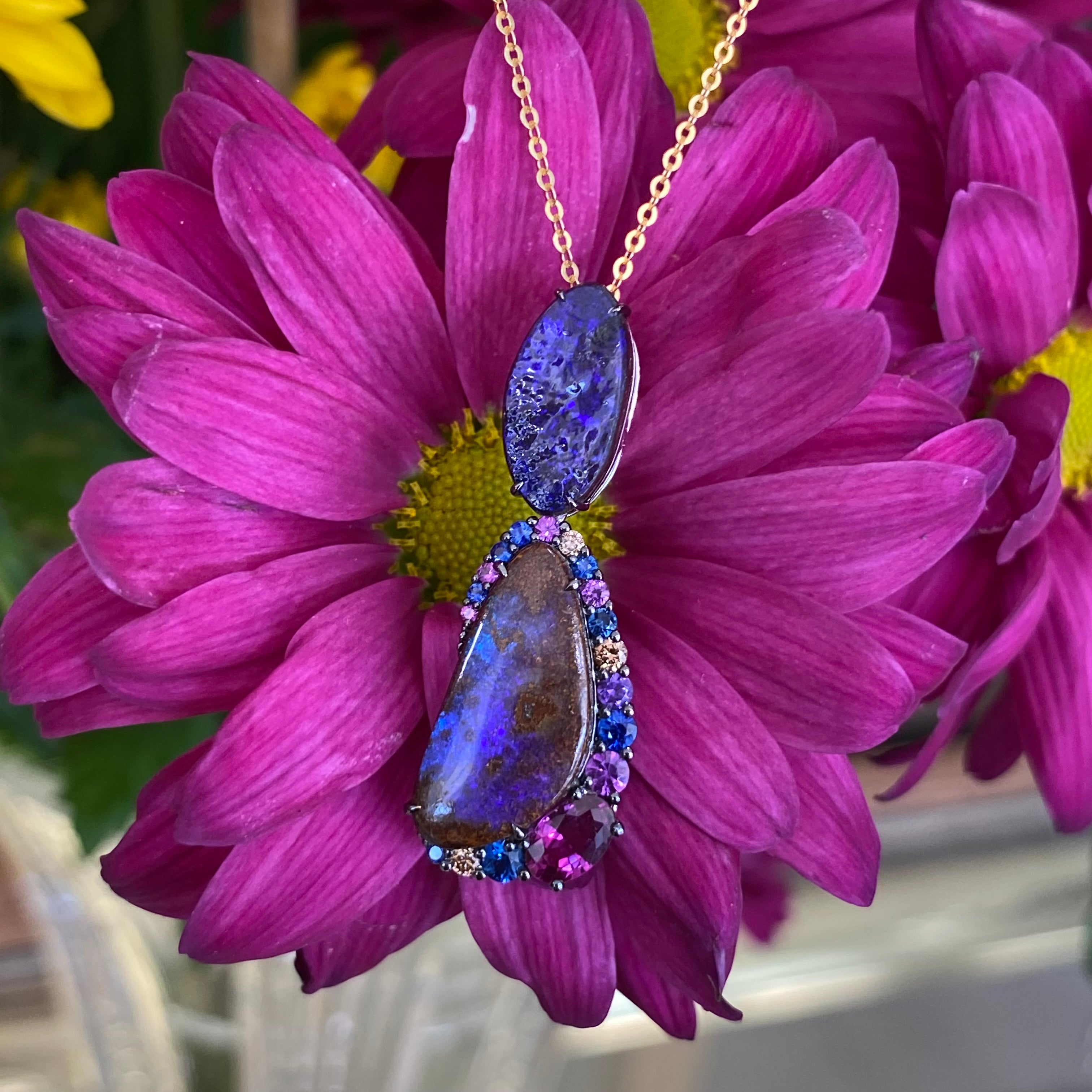 Opal Sapphire & Diamond Necklace