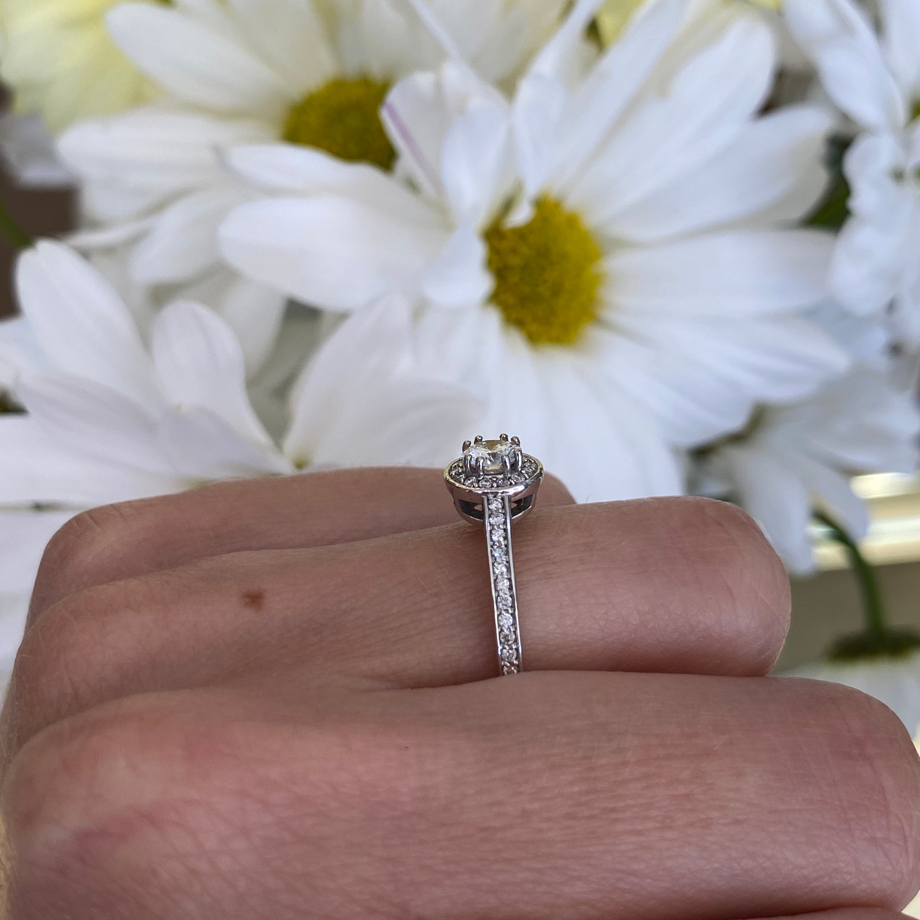 Petite Halo Diamond Engagement Ring