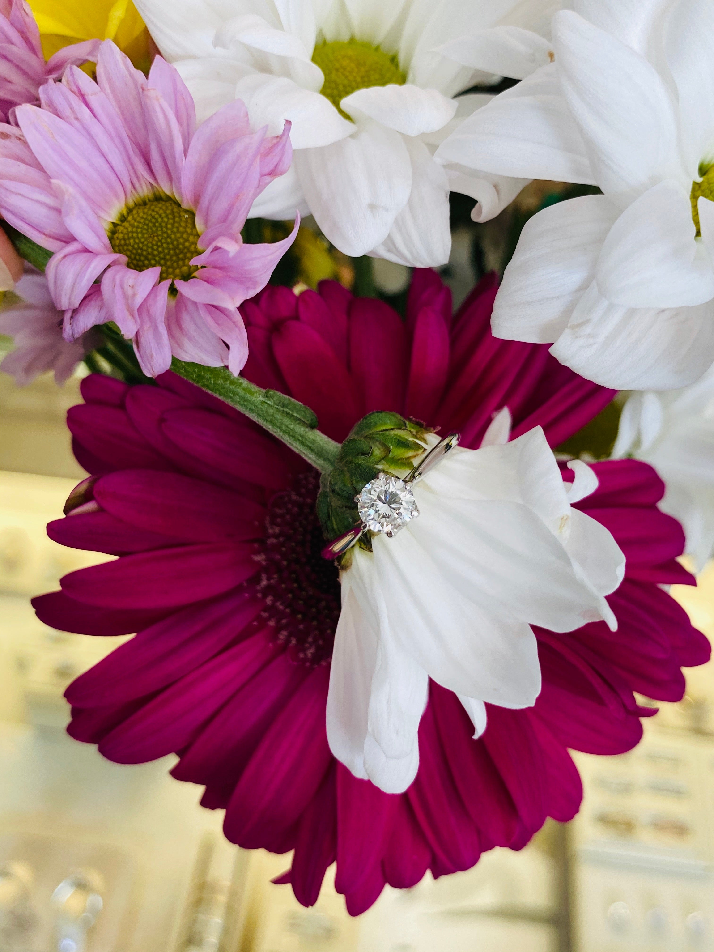 Round Diamond Fancy Solitaire Engagement Ring