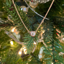 Load image into Gallery viewer, Classic Round Bezel Set Solitaire Diamond Necklace in Rose Gold