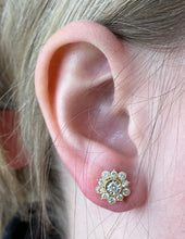 Load image into Gallery viewer, Intricate Diamond Flower Studs