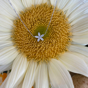 Dainty Flower & Diamond Necklace
