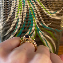Load image into Gallery viewer, Oval Iolite, Peridot & Diamond Ring in 18K Yellow Gold
