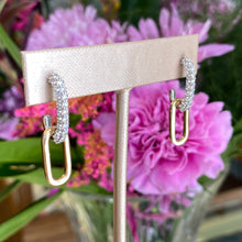 Load image into Gallery viewer, Paper Clip Diamond & Gold Drop Earrings in White and Yellow Gold