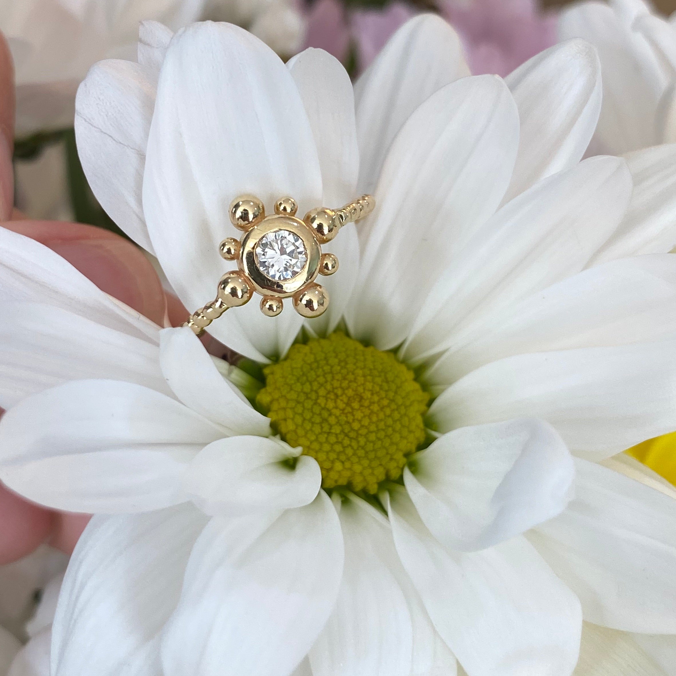 Golden Sunbeam Bezel Diamond Ring