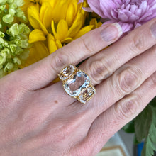 Load image into Gallery viewer, Rock Crystal & 18K Yellow Gold 3 Stone Ring π€