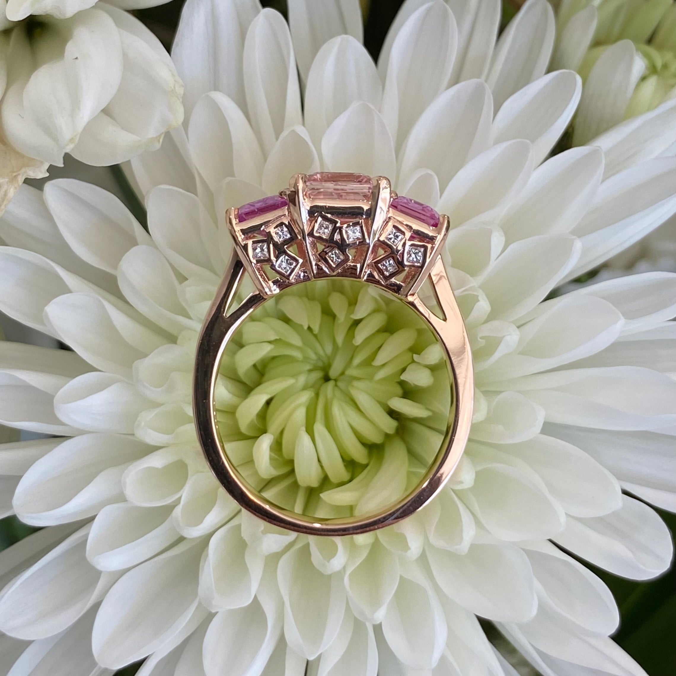 *On The Rocks* Morganite, Pink Sapphire & Diamond Cocktail Ring in Rose Gold 🍹