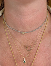 Load image into Gallery viewer, Emerald and Diamond Halo Necklace