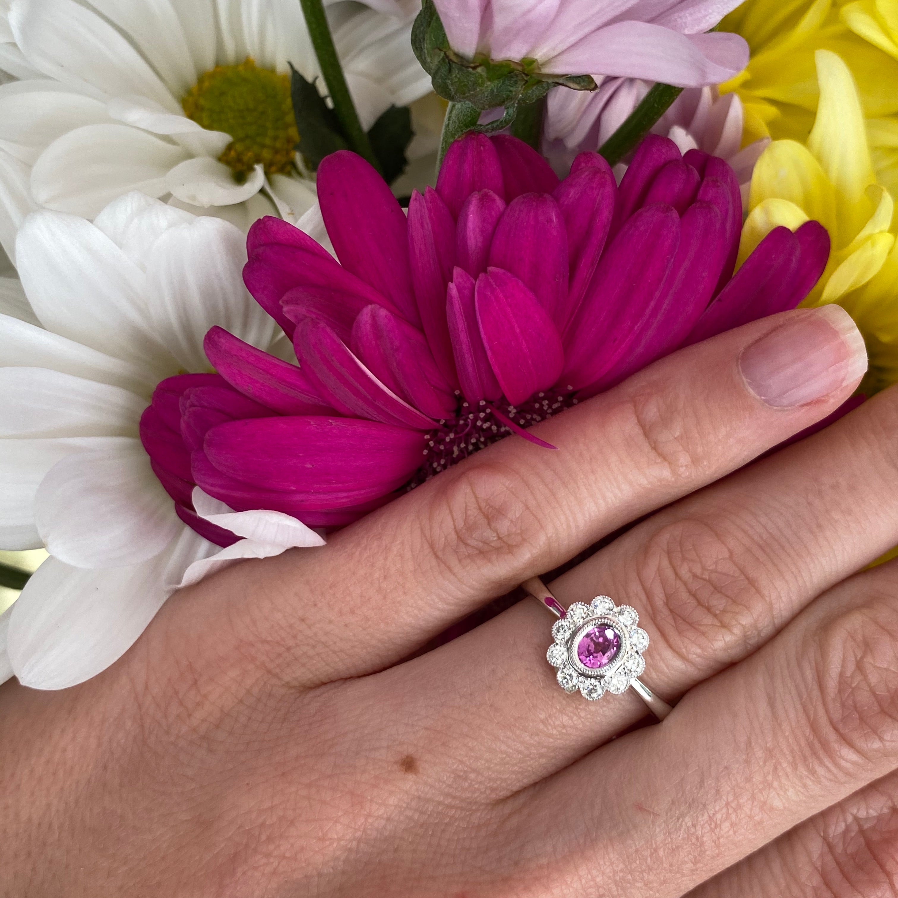 Petal Glow Pink Sapphire and Diamond Ring