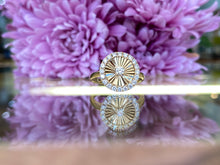 Load image into Gallery viewer, Sunburst Gold & Diamond Retro Style Ring in Yellow Gold