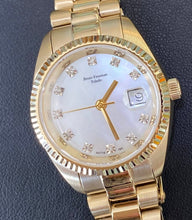 Load image into Gallery viewer, Mother Of Pearl and Diamond Gold Toned Watch