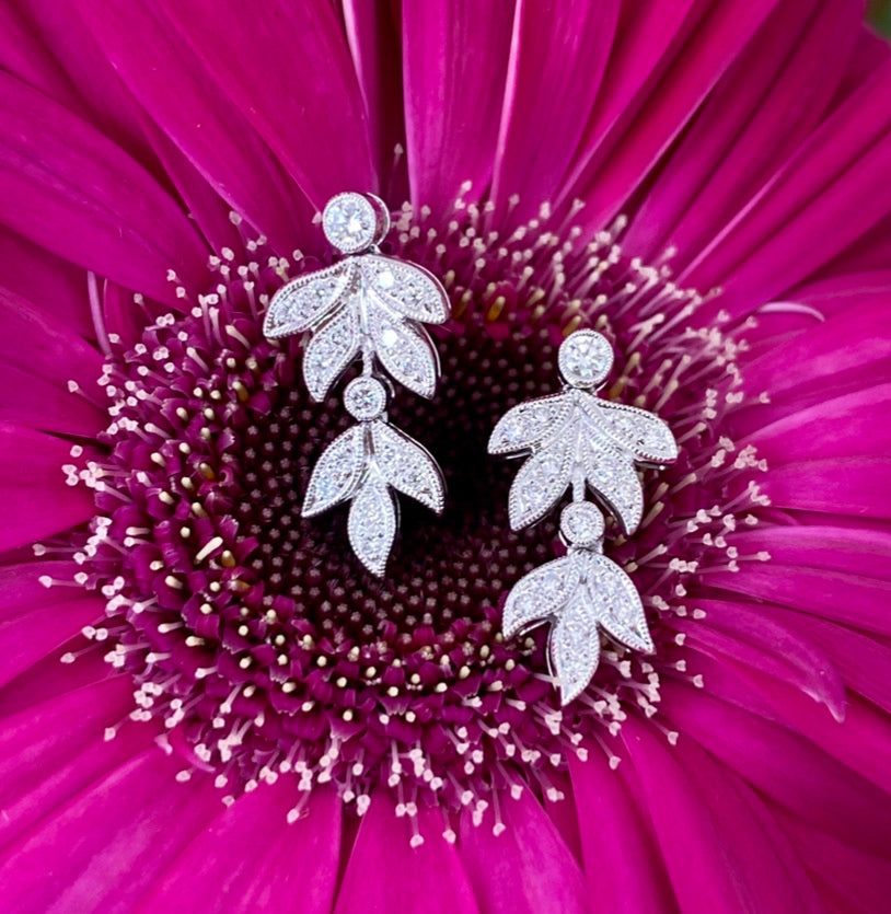 Garden Shade Diamond Leaf Earrings