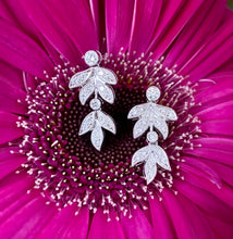 Load image into Gallery viewer, Diamond Leaf Drop Earrings