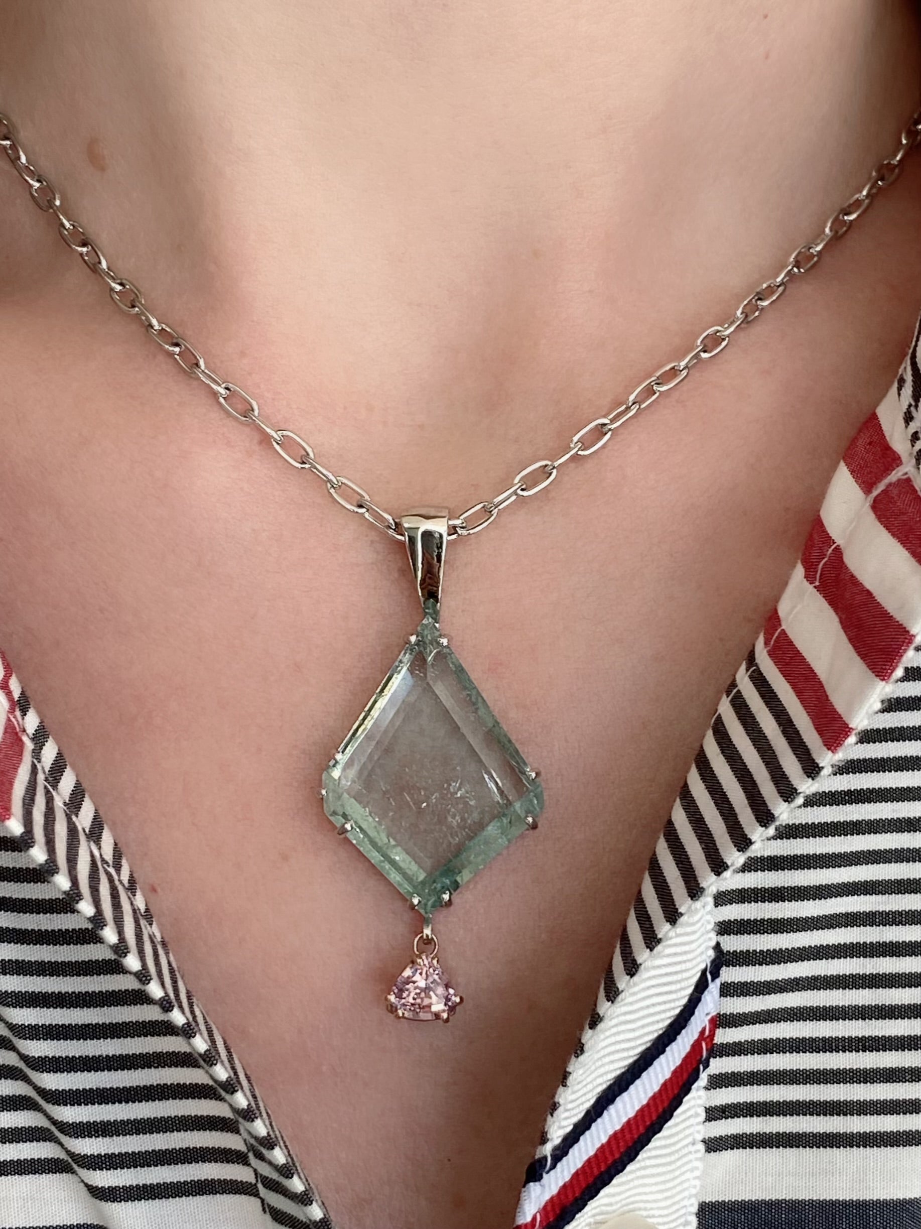 Aquamarine & Pink Sapphire Necklace