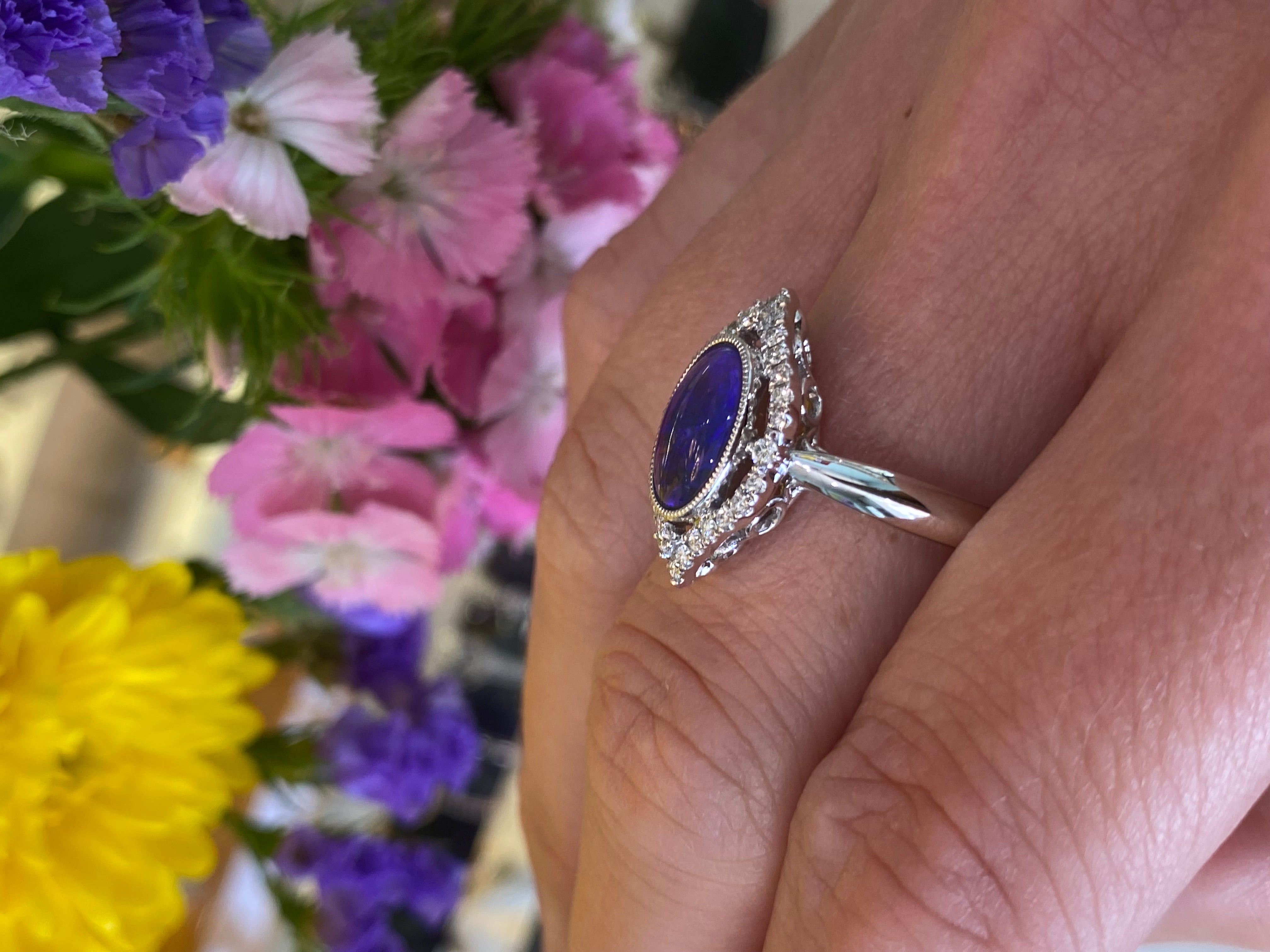 Purple Opal Vintage Inspired Halo Ring