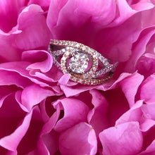 Load image into Gallery viewer, Rose & White Gold Diamond Swirl Engagement Ring
