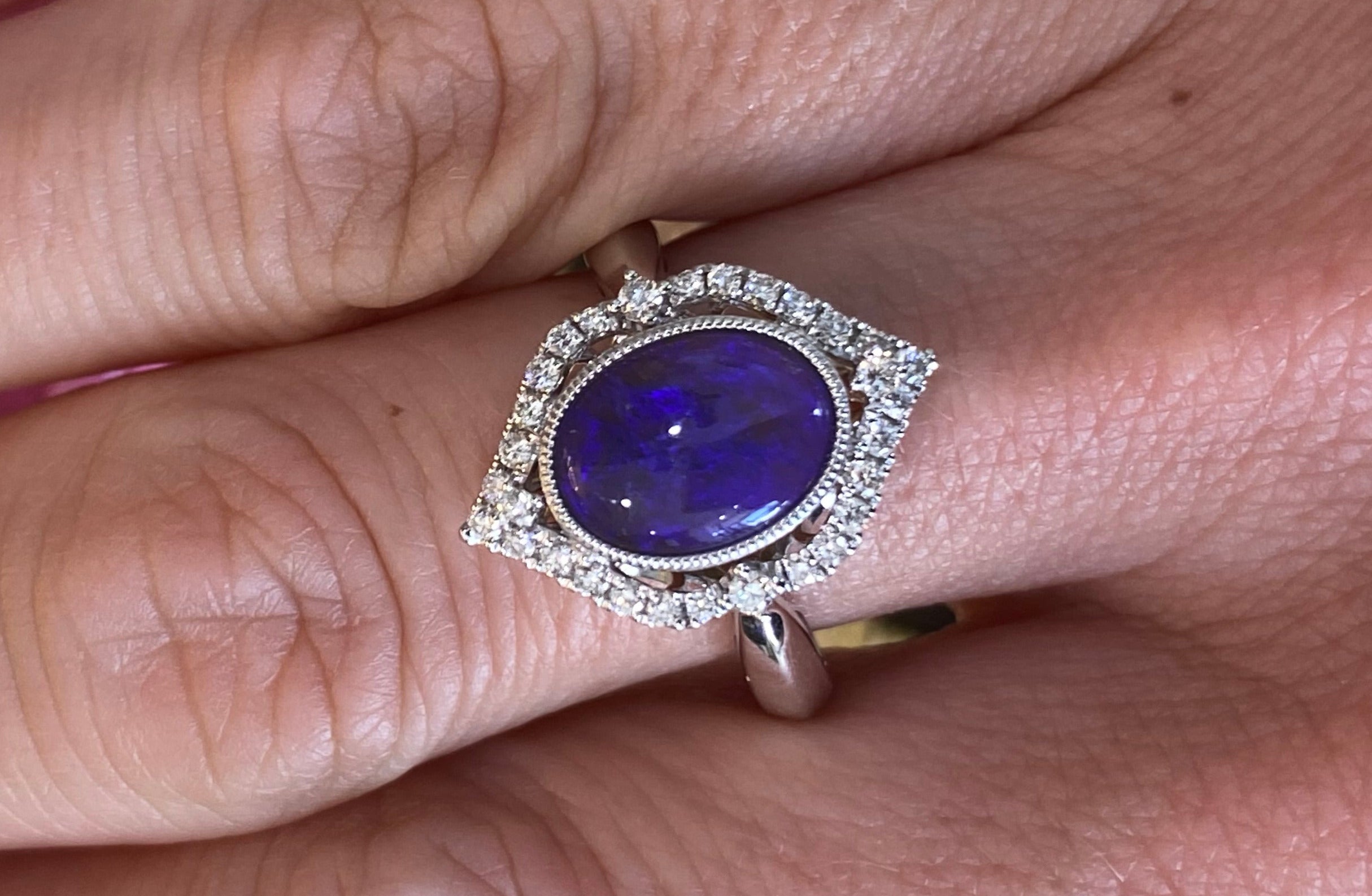 Purple Opal Vintage Inspired Halo Ring