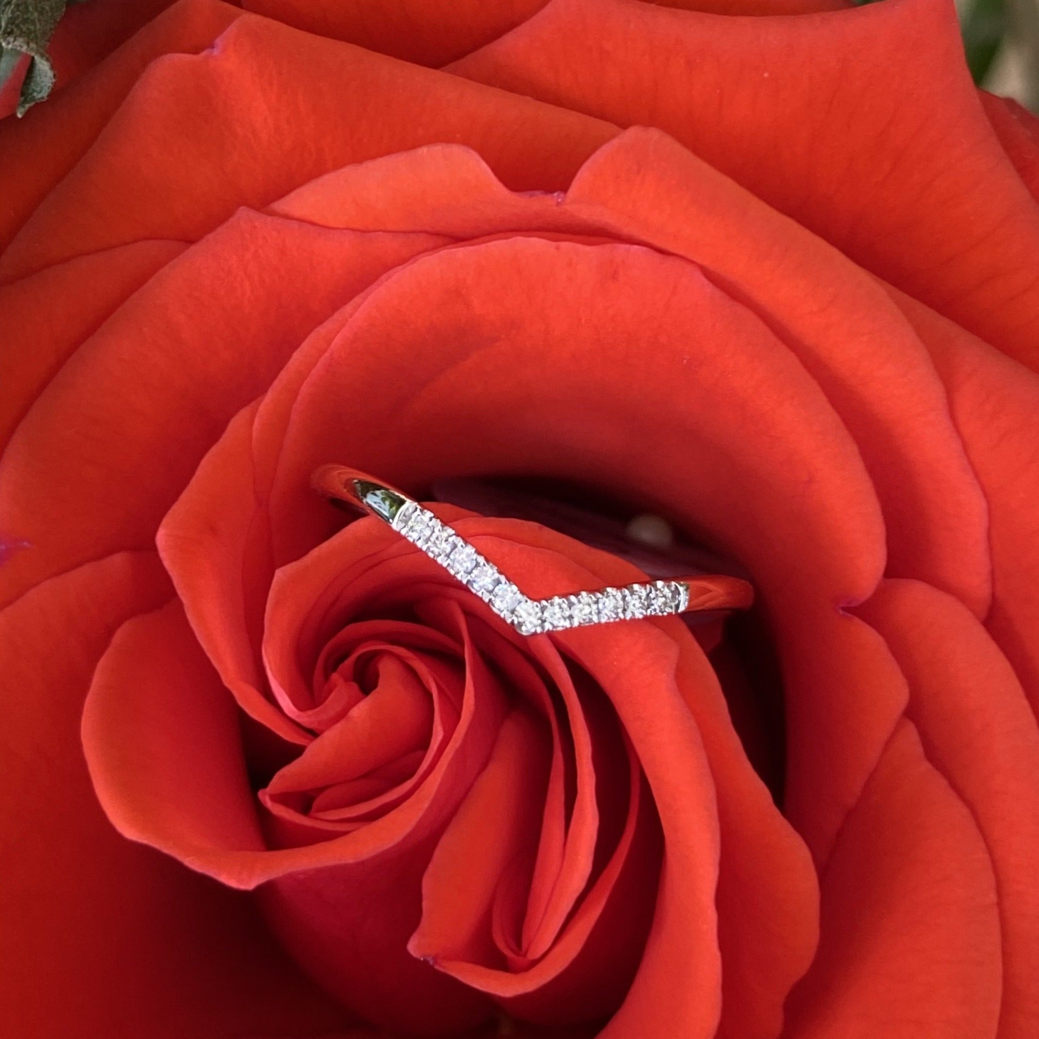 Chevron Diamond White Gold Band