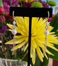 Load image into Gallery viewer, Diamond & Pearl Drop Tassel Earrings