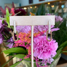 Load image into Gallery viewer, Paper Clip Diamond & Gold Drop Earrings in White and Yellow Gold