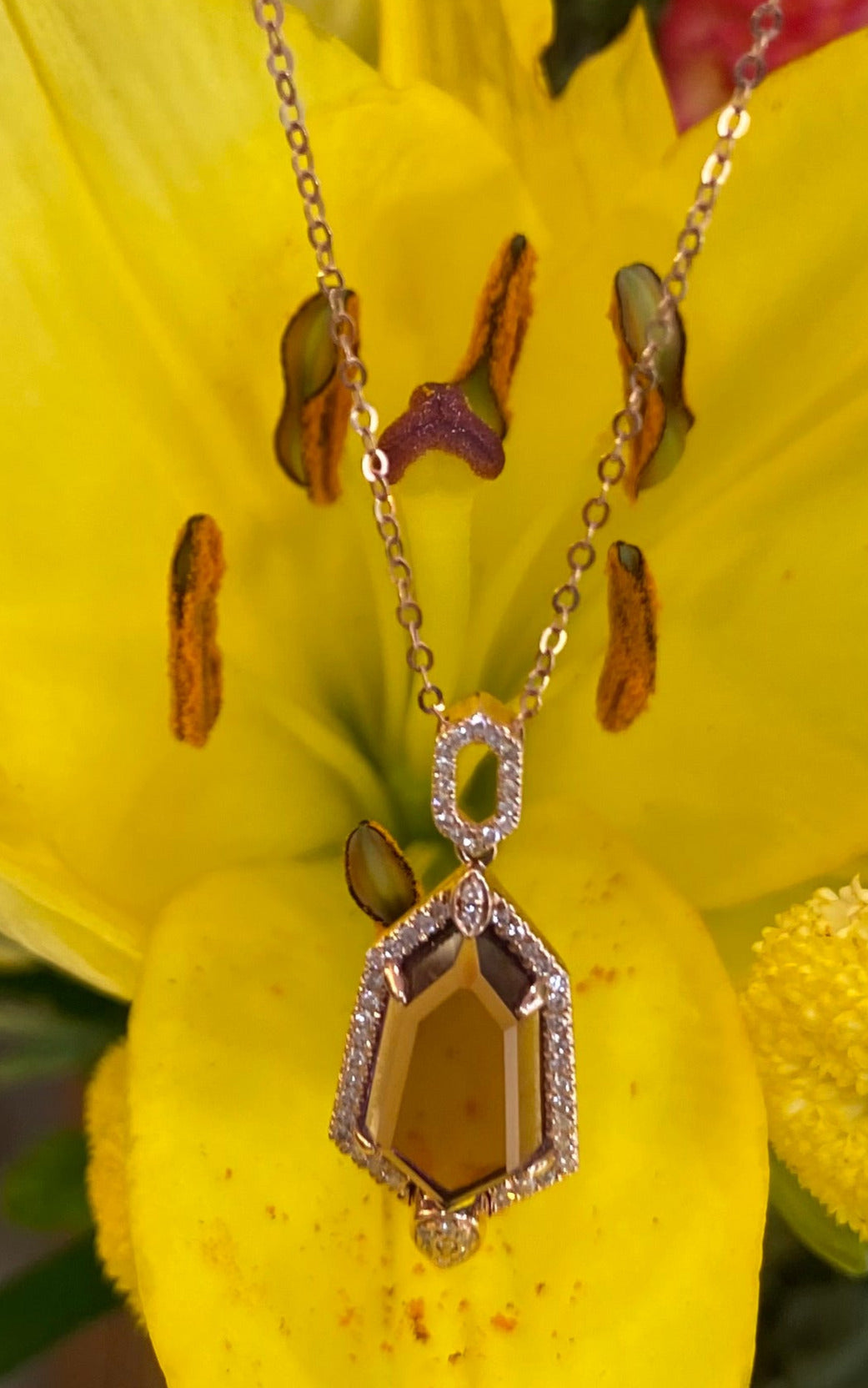 Amethyst Rose Gold Shield Necklace