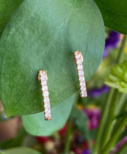 Load image into Gallery viewer, Rose Gold and Diamond Huggie Hoop Earrings
