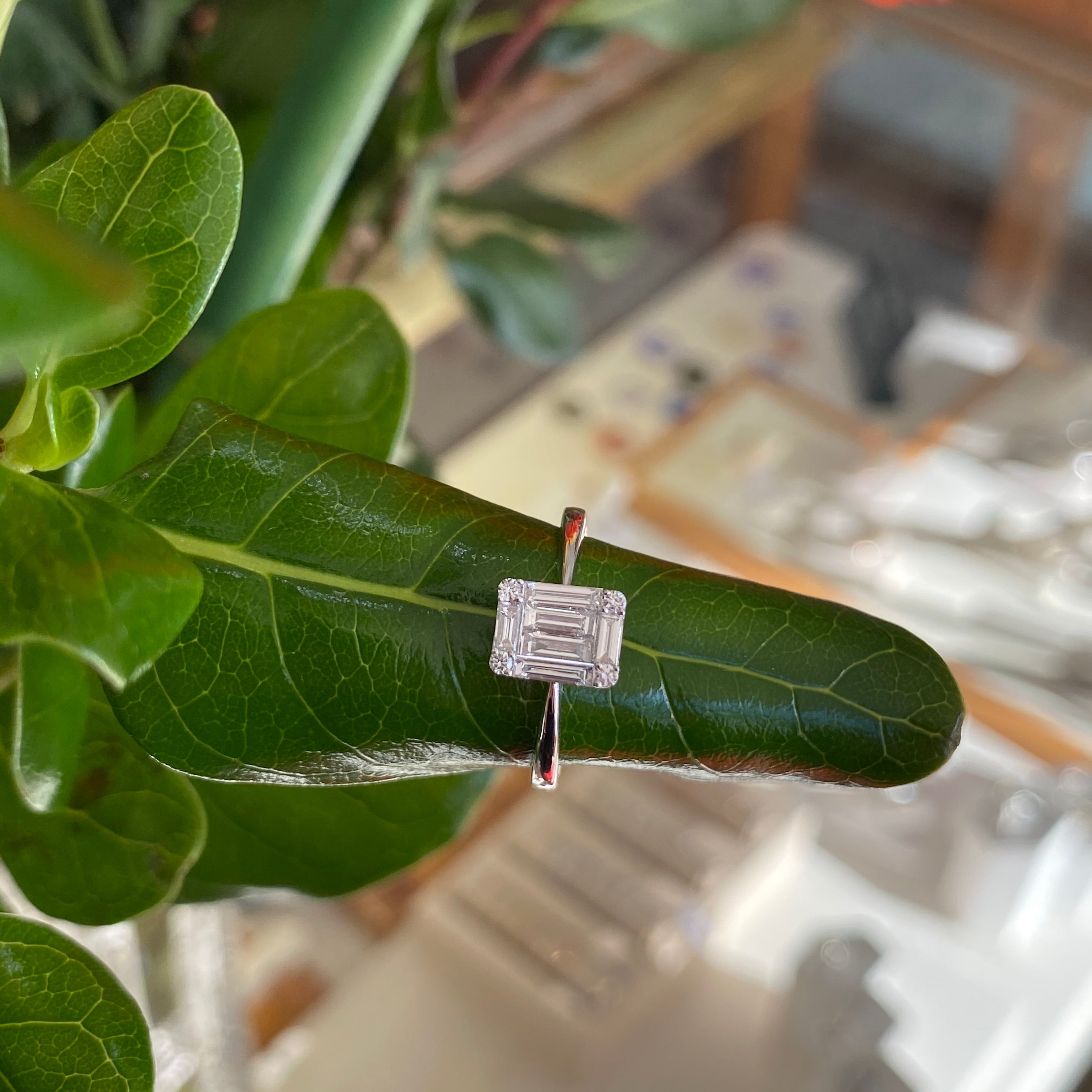 Emerald Cut Diamond Shaped Mosaic Ring