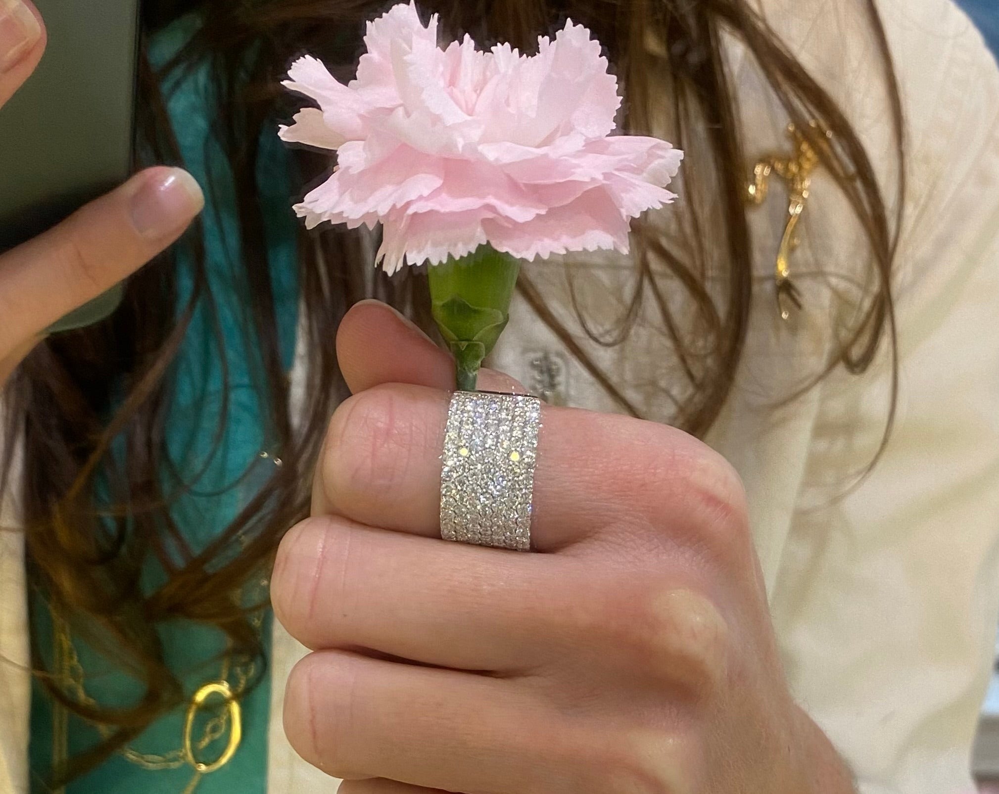 Pavé Diamond 18K Wide Band Ring