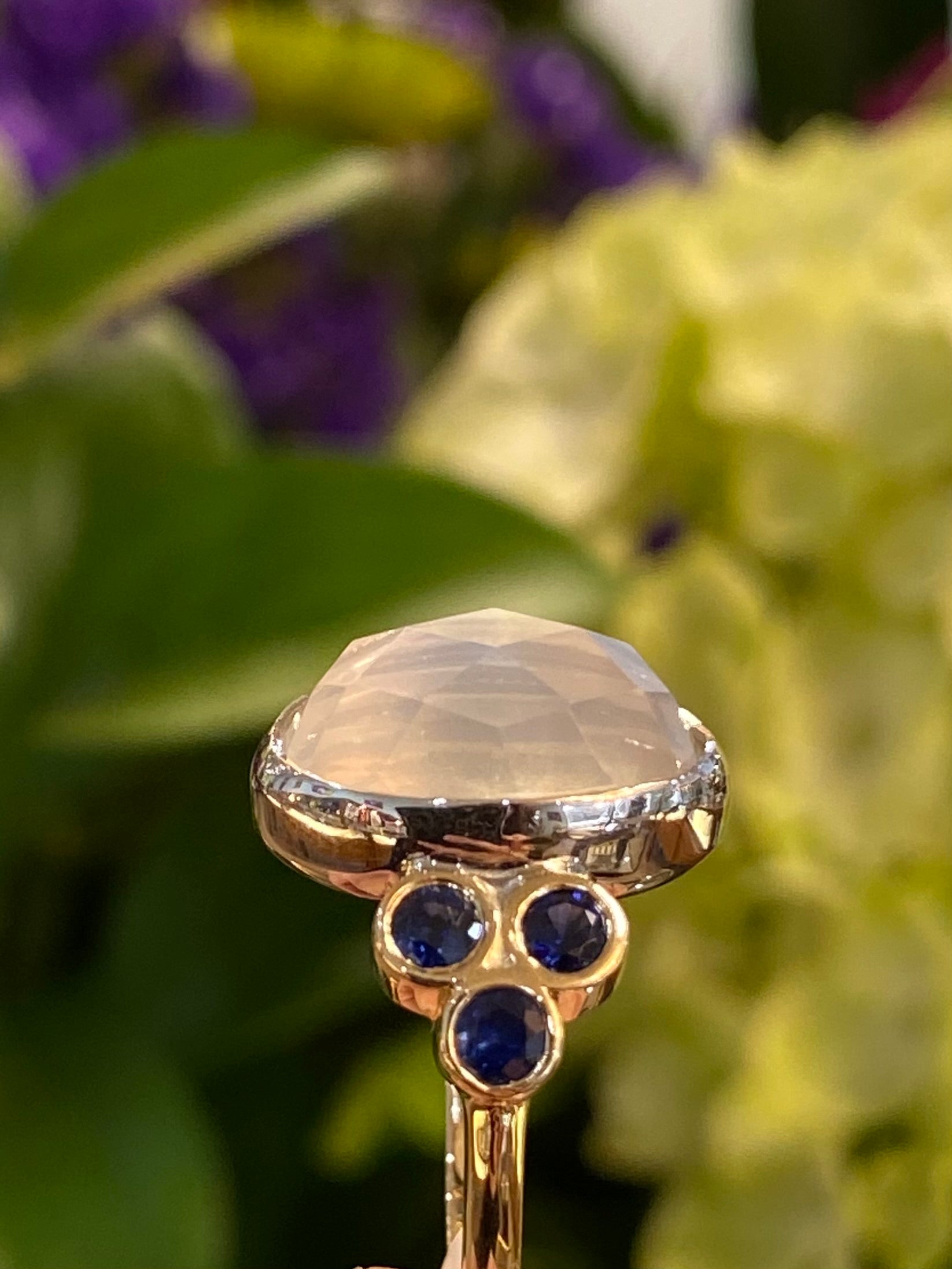 Moonstone & Sapphire One-of-a-kind Ring