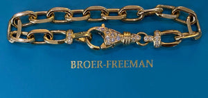 Yellow Gold Boston Link Diamond Lobster Clasp Bracelet