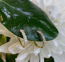 Load image into Gallery viewer, Yellow Gold Bezel Set Diamond Huggie Hoop Earrings
