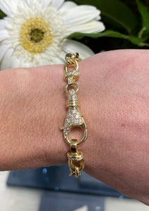 Yellow Gold Boston Link Diamond Lobster Clasp Bracelet