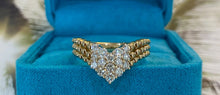 Load image into Gallery viewer, Yellow Gold and Diamond Chevron Style Beaded Band Ring
