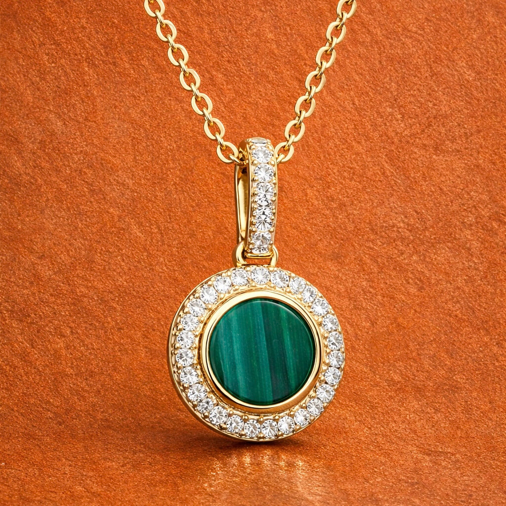 Forest Halo Malachite & Diamond Pendant