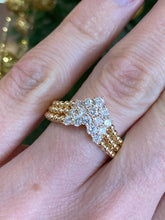 Load image into Gallery viewer, Yellow Gold and Diamond Chevron Style Beaded Band Ring
