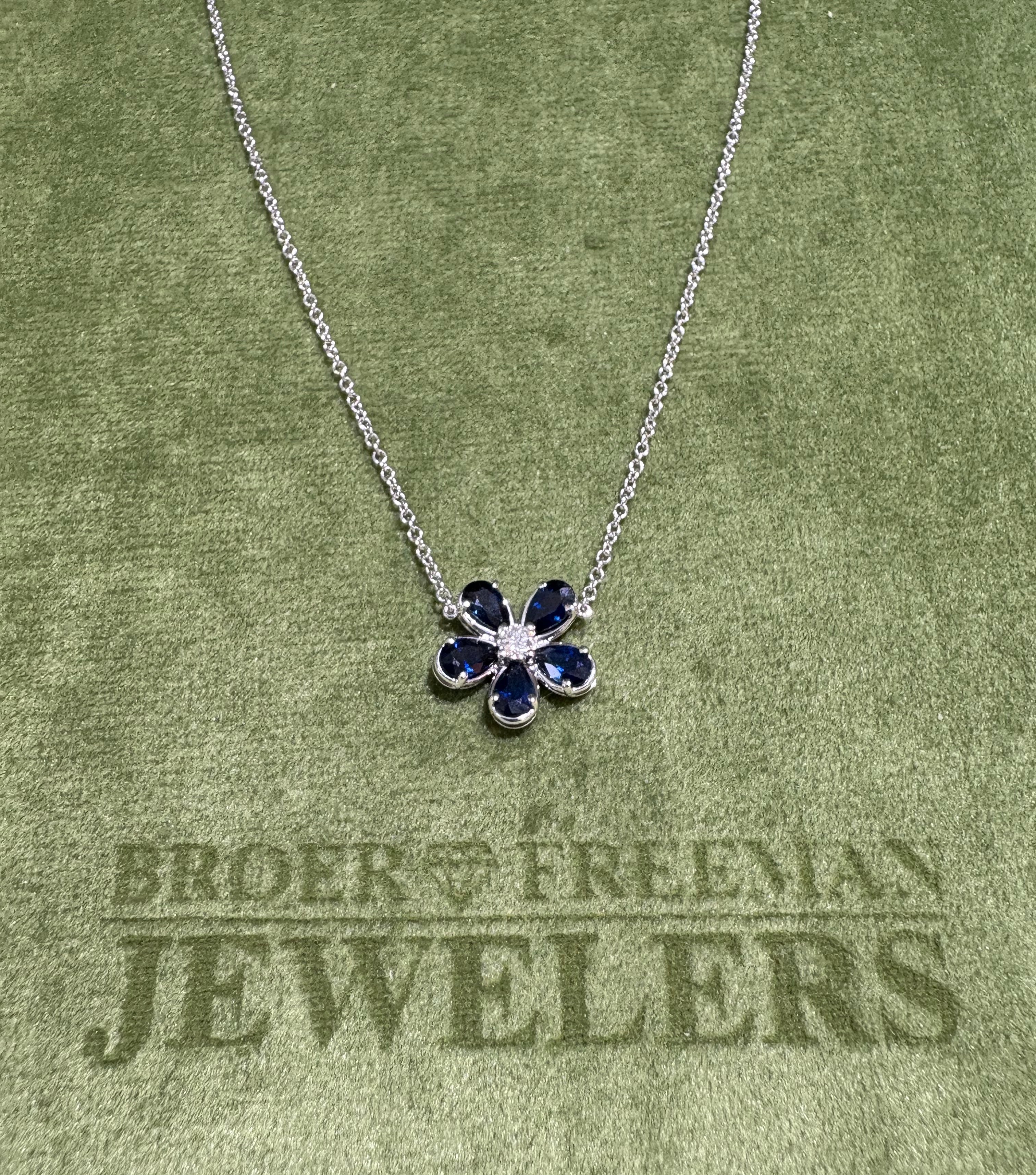 Sapphire and Diamond Flower Necklace