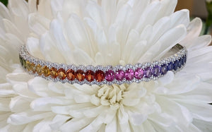 Rainbow Sapphire and Diamond Bangle Bracelet