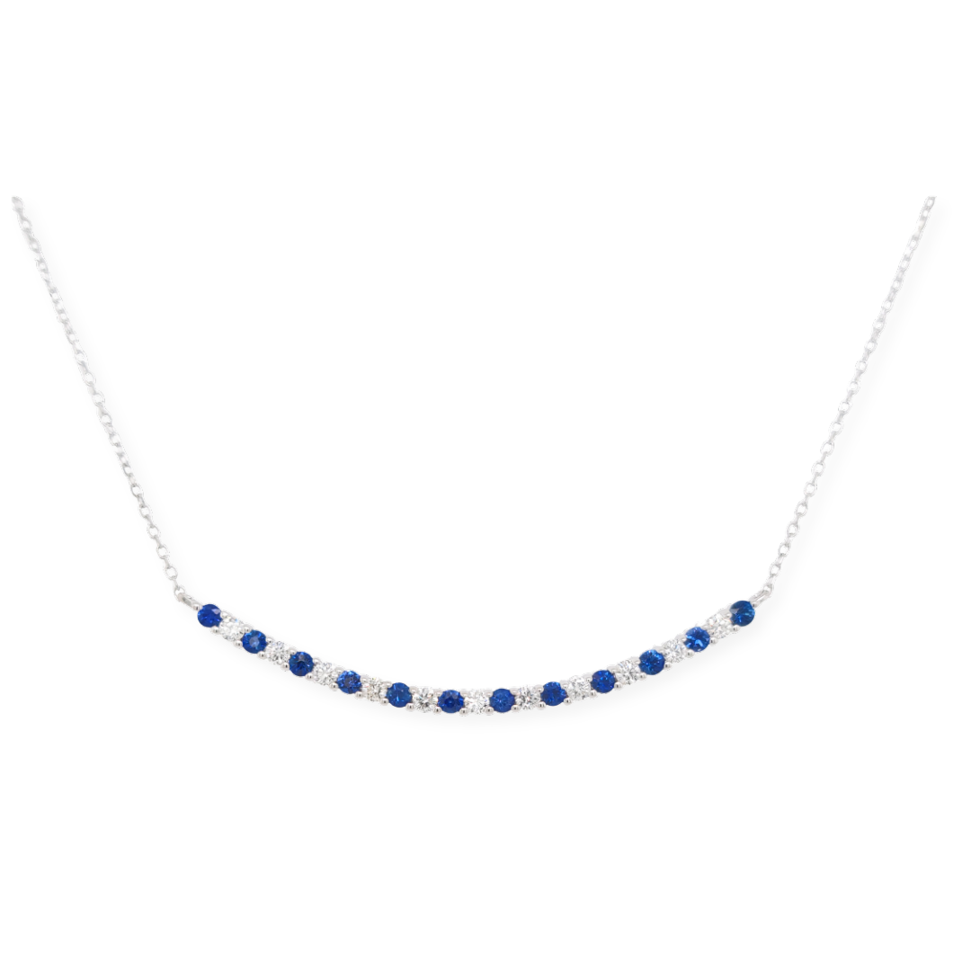 Luna Sapphire and Diamond Curved Bar Necklace