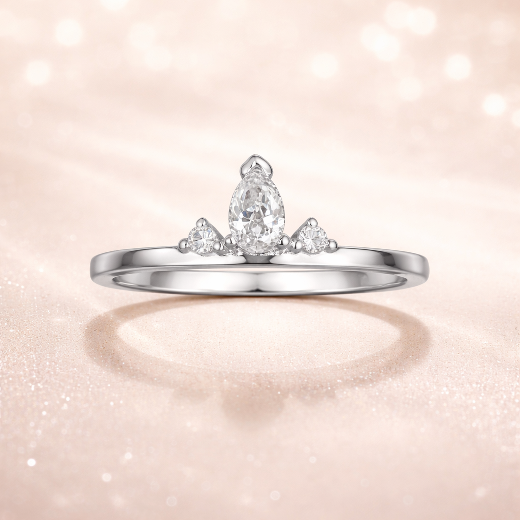 Pear Tiara Diamond Ring
