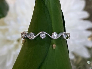 White Gold Diamond Wave Band Ring