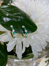 Load image into Gallery viewer, Emerald and Diamond Huggie Hoop Earrings
