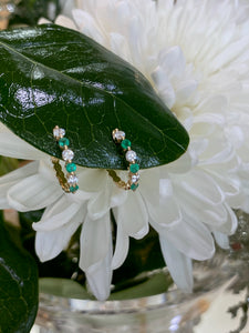 Emerald and Diamond Huggie Hoop Earrings