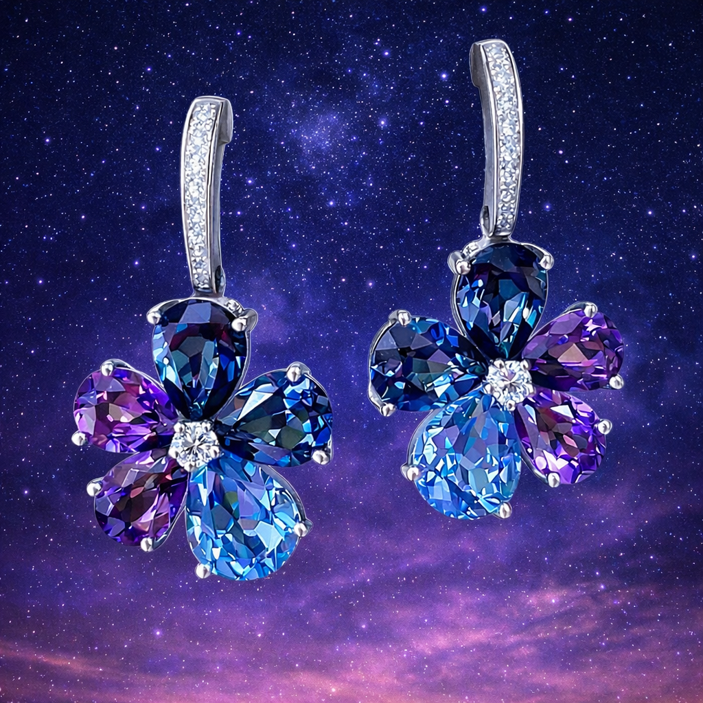 Celestial Blue Violet Bloom Earrings