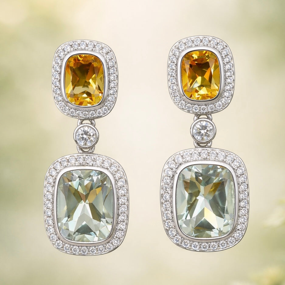 Citrine & Sage Garden Drop Earrings