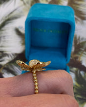 Load image into Gallery viewer, Diamond and 18K Yellow Gold Flower Statement Ring
