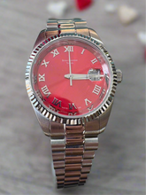 Load image into Gallery viewer, Red Dial Silver Bracelet Watch
