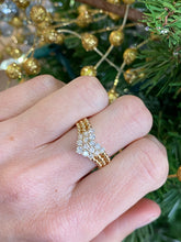 Load image into Gallery viewer, Yellow Gold and Diamond Chevron Style Beaded Band Ring
